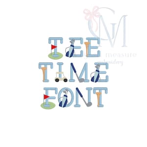Tee Time Golf Print Font Machine Embroidery Design