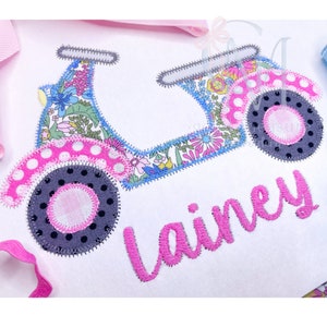 Scooter Zig Zag Applique Machine Embroidery Design