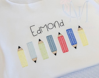 Colorful Pencils Back to School Sketch Machine Embroidery Design
