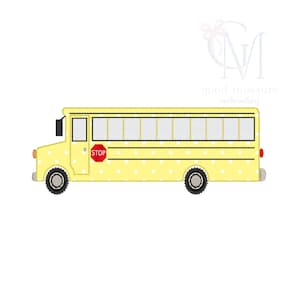 School Bus Bean Applique Back to School Stitch Machine Embroidery Design