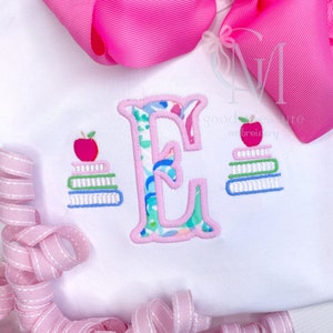 Mini Fill Back to School Apple and Stack of Books Machine Embroidery Design