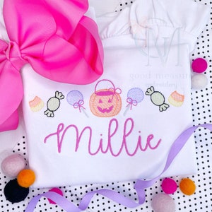 Halloween Leckereien Süßes oder Saures Girly Skizze Maschinenstickerei
