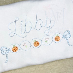 Vintage pumpkin floral bubble border machine Embroidery Design