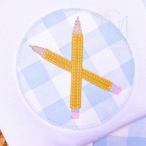 Crossed Pencil Patch Back To School Applique Stitch Machine Embroidery Design