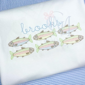 Rainbow Trout Fish Trio Sketch Machine Embroidery Design