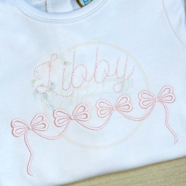 Elegant bow swag name frame machine Embroidery Design