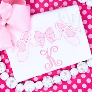 Ballet Shoes and Bow Sketch Machine Embroidery Design