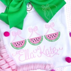 Watermelon swag trio with bows sketch Machine Embroidery Design