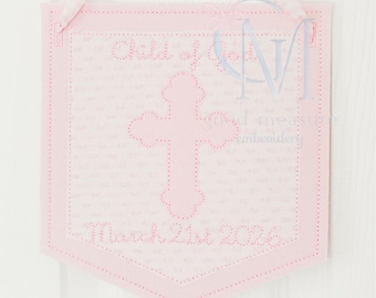 In the Hoop Cross Applique Banner Machine Embroidery Design