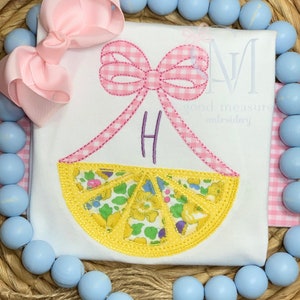Lemon Wedge Swag with Bows Bean Stitch Applique Machine Embroidery Design