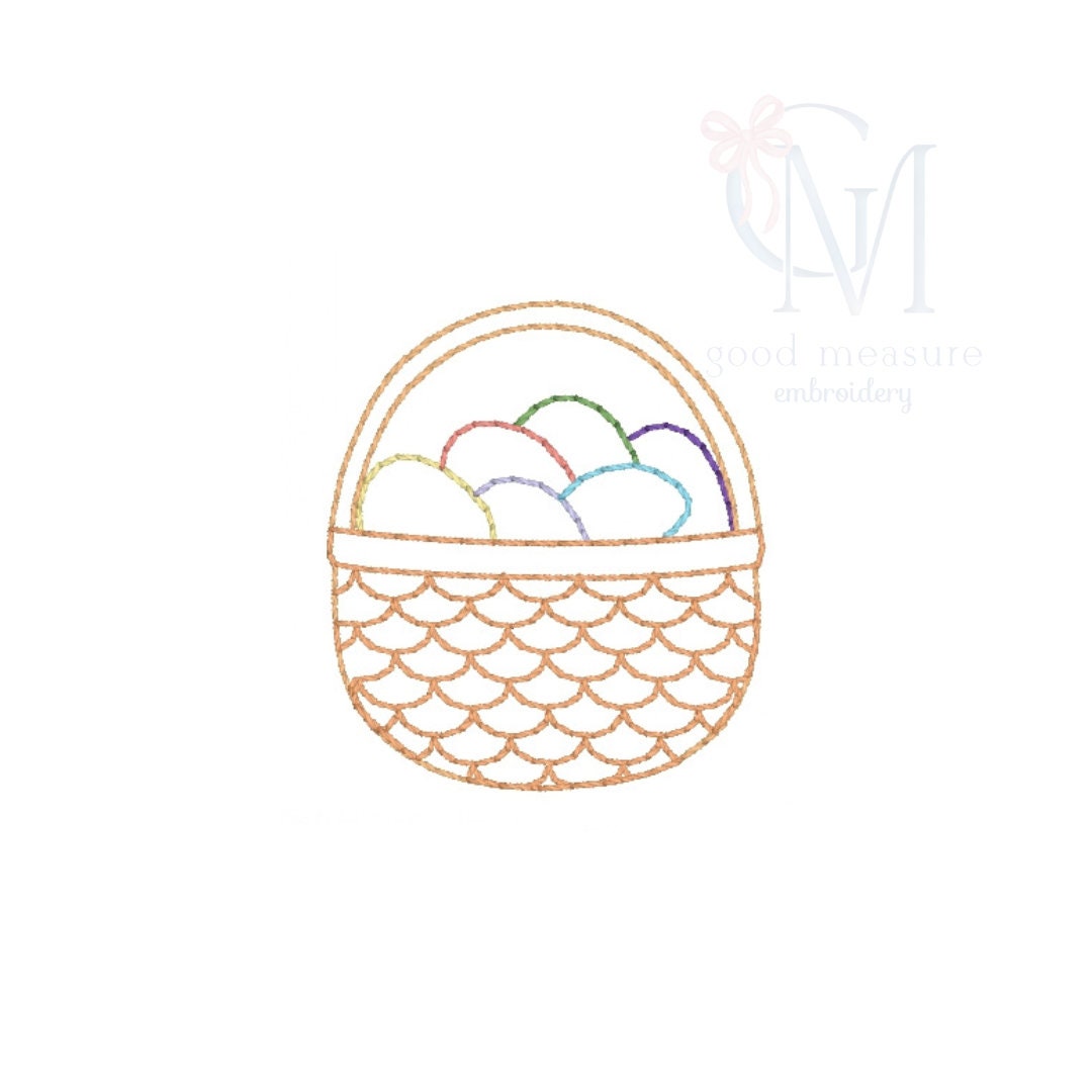 Mini Vintage Stitch Easter Basket With Eggs Machine Embroidery Design ...