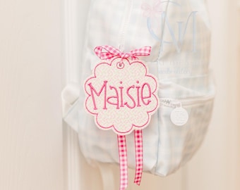 In the Hoop Bean Scallop Bag Tag Embroidery Design