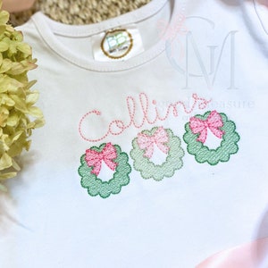 Sweet Christmas wreath sketch trio machine Embroidery Design