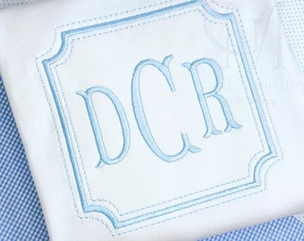 Elegant Square Frame Crest Machine Embroidery Design