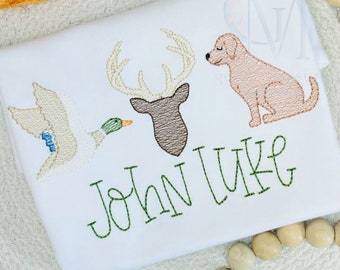 Duck Deer Dog Sketch Trio Machine Embroidery Design