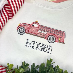 Vintage Fire Truck Boy Sketch Embroidery Design