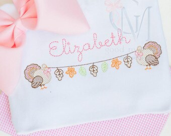 Turkey Leaf Garland Girly Sketch Machine Embroidery Design