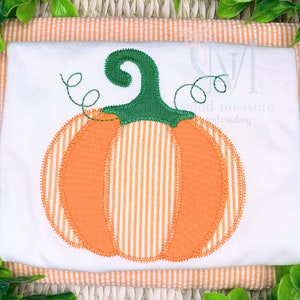 Fall Pumpkin Zig Zag Applique Machine Embroidery Design