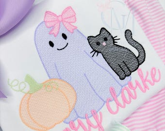 Spooky Cutie Halloween Trio with Bow Sketch Embroidery Design
