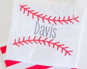 Baseball Stitches Satin Name Frame Machine Embroidery Design