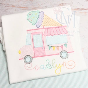 Ice Cream Truck Sketch Stitch Machine Embroidery Design
