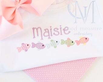 Disegno per ricamo a macchina "Girly Fish Line Up"
