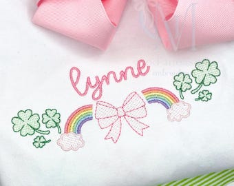 Kokarda z tęczami i koniczynkami na Dzień Świętego Patryka - projekt haftu maszynowego