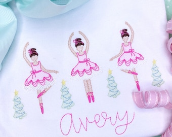 Sugar Plum Fairies Christmas Dancer Sketch Machine Embroidery Design