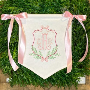 Bows and Branches Monogram Baby Floral Crest Stitch Machine Embroidery Design