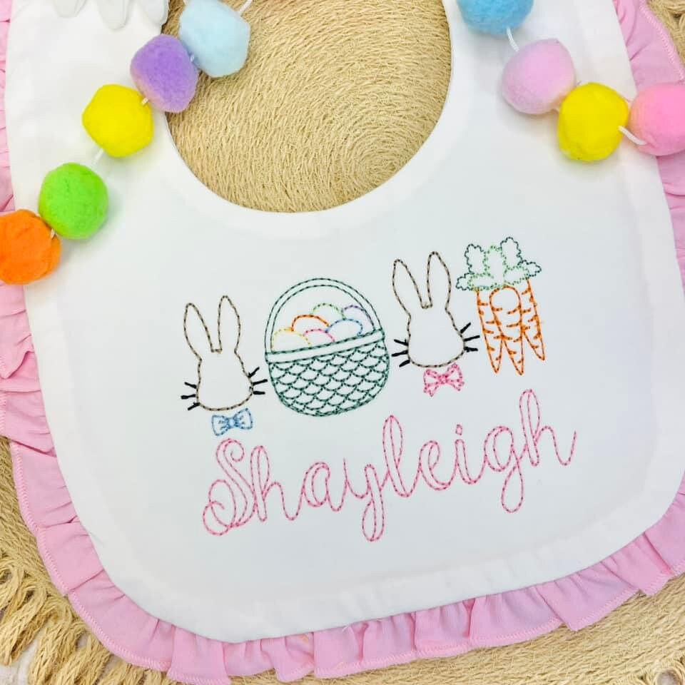 Mini Vintage Stitch Easter Bunny Girl Machine Embroidery Design - Etsy