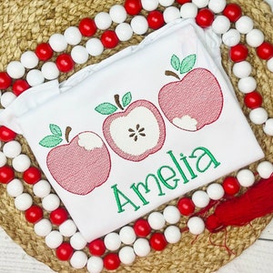 Apple Back To School Trio Sketch Stitch Machine Embroidery Design