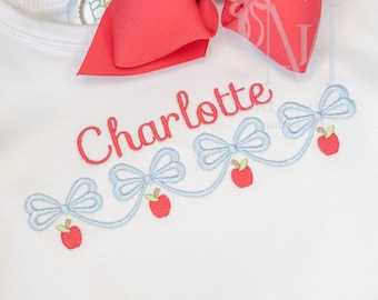 Bow Back To School Swag Name Frame Machine Embroidery Design