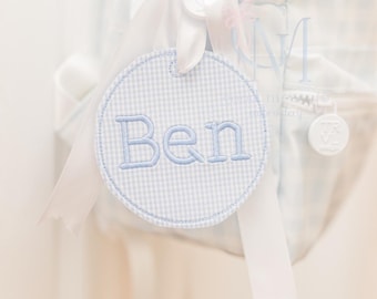 In the Hoop Bean Circle Bag Tag Embroidery Design