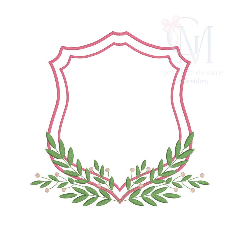 Grenar Monogram Dubbelvapen Blommig Baby Brud Söm Maskinbroderi Design bild 1