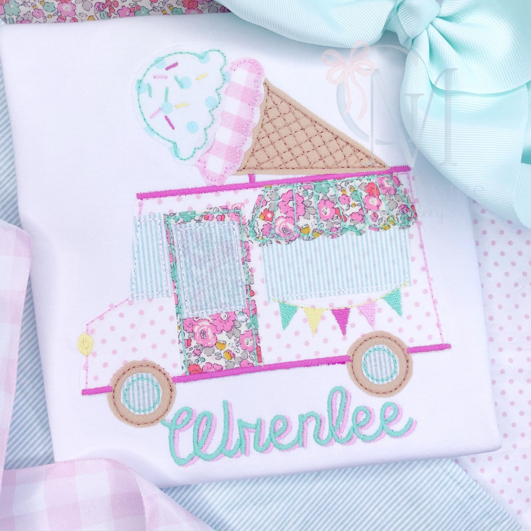 Ice Cream Truck Applique Design for Girls