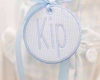 In the Hoop Satin Circle Bag Tag Embroidery Design