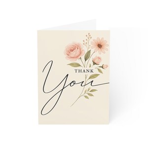 Thank You Floral Greeting Cards - Elegant Thank You Notes, Blank Note Cards, Flower Cards, Stationery Sets, Perfect for Any Occasion