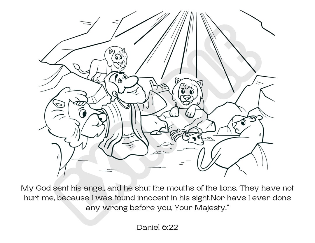 Daniel in the Lions Den Coloring Sheet Bible Story Coloring - Etsy
