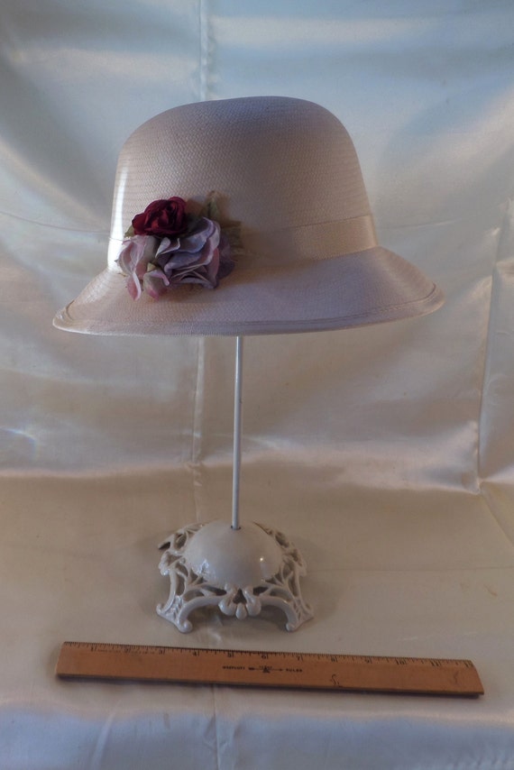 Vintage "Kathy Jeanne" Ivory Faux Straw Hat with F