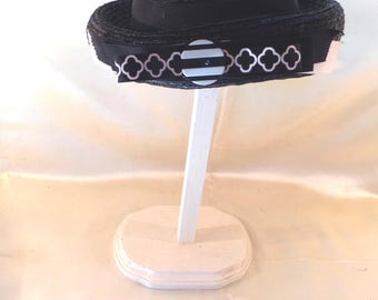 Women's Vintage Bumper-Style Black Faux Straw Hat, Size M-L