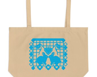 Bunny Rabbit Large Organic Tote Bag from the animal alphabet book A Is For Alpaca And Amigos © by Lisa Osterman