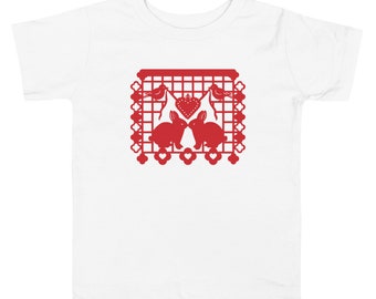 Bunny Rabbit Toddler T-shirt with Papel Picado from the animal alphabet book A Is For Alpaca And Amigos © by Lisa Osterman