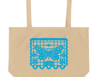Butterfly Large Organic Tote Bag from the animal alphabet book A Is For Alpaca And Amigos © by Lisa Osterman