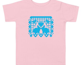 Bunny Rabbit Toddler T-shirt with Papel Picado from the animal alphabet book A Is For Alpaca And Amigos © by Lisa Osterman