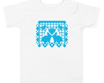 Bunny Rabbit Toddler T-shirt with Papel Picado from the animal alphabet book A Is For Alpaca And Amigos © by Lisa Osterman