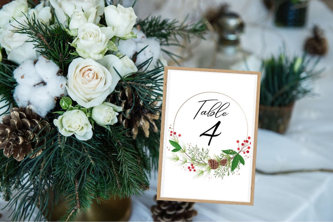 Winter Wedding Table Numbers, Wedding Table Numbers, Printable Table ...