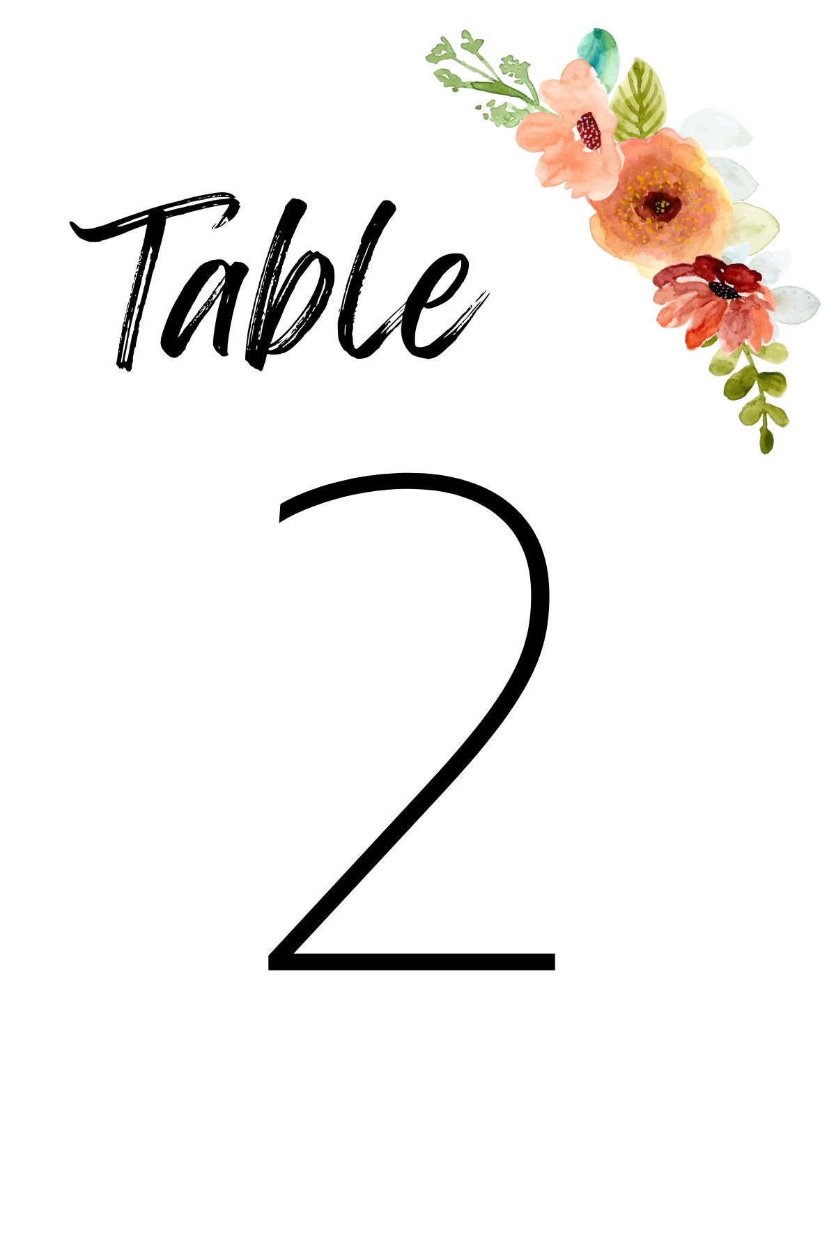 Wedding Table Numbers, Printable Table Numbers, Fall Table Numbers ...