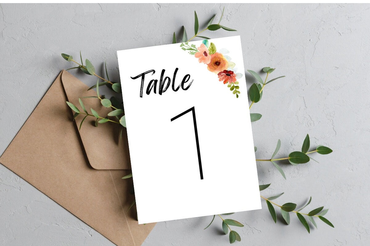 Wedding Table Numbers, Printable Table Numbers, Fall Table Numbers ...