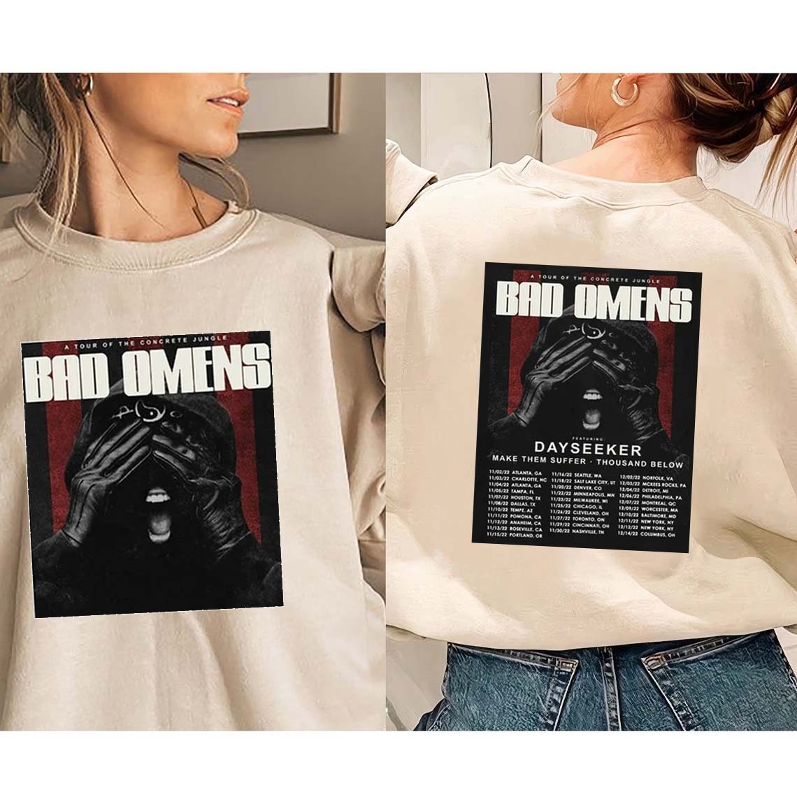 Discover Bad Omens Tour 2023 Shirt, A Tour of the Concrete Jungle Sweatshirt