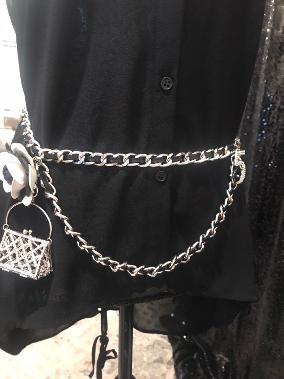 Pearl Camellia Chain Belt With Charms for Woman Etsy